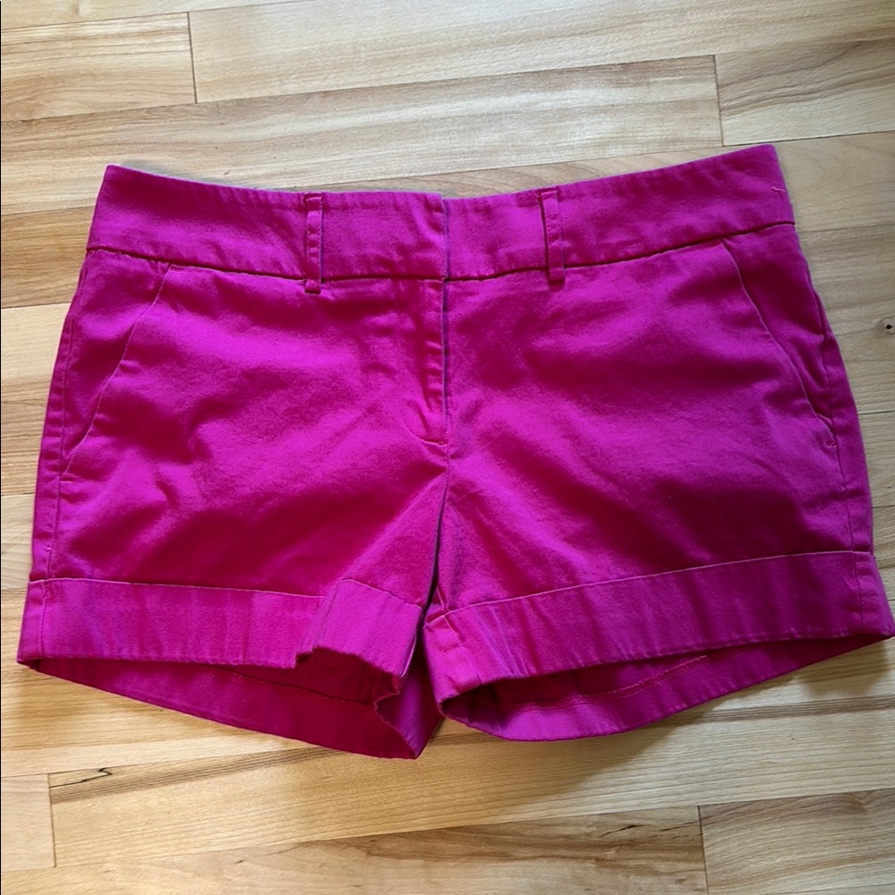 New York & Company Pink Shorts Cotton Blend Cuffed Hems